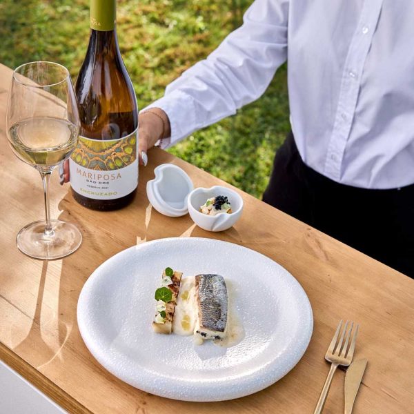 fish on plate outdoor on bar top Algarve Portugal