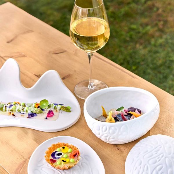 Canapes and wine on a table Algarve Portugal