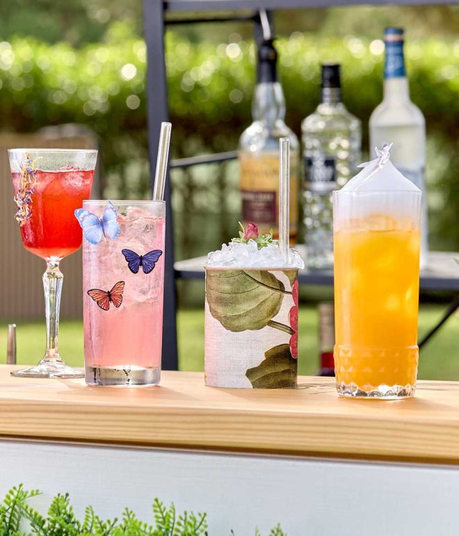 Cocktails on bar top outdoors Algarve Portugal