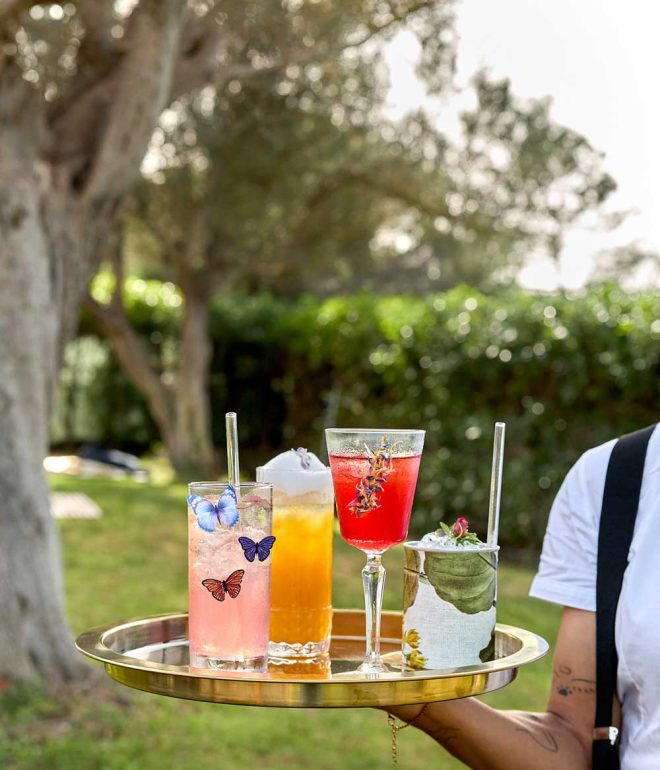 cocktails on tray being served Algarve Portugal