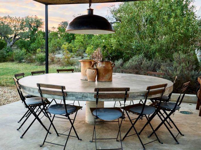 Table and chairs outside in the patio Algarve Portugal