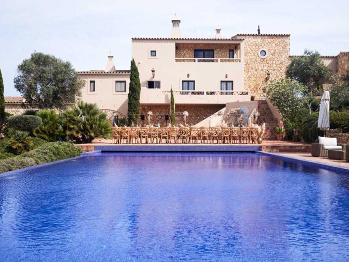 Back of villa showing the swimming pool Algarve Portugal