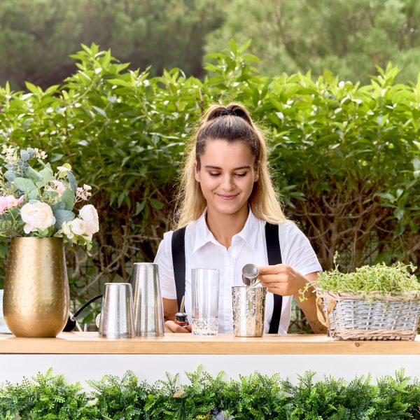 Drinks bar with bartender